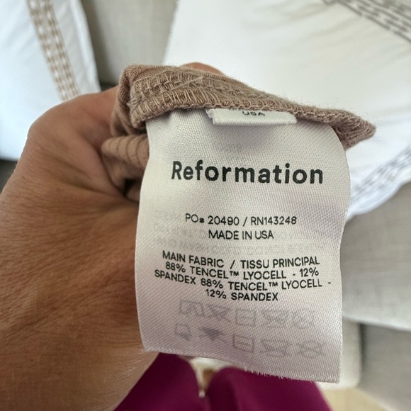 Reformation Ribbed Tan Long Sleeve Blouse - Picture 4 of 6